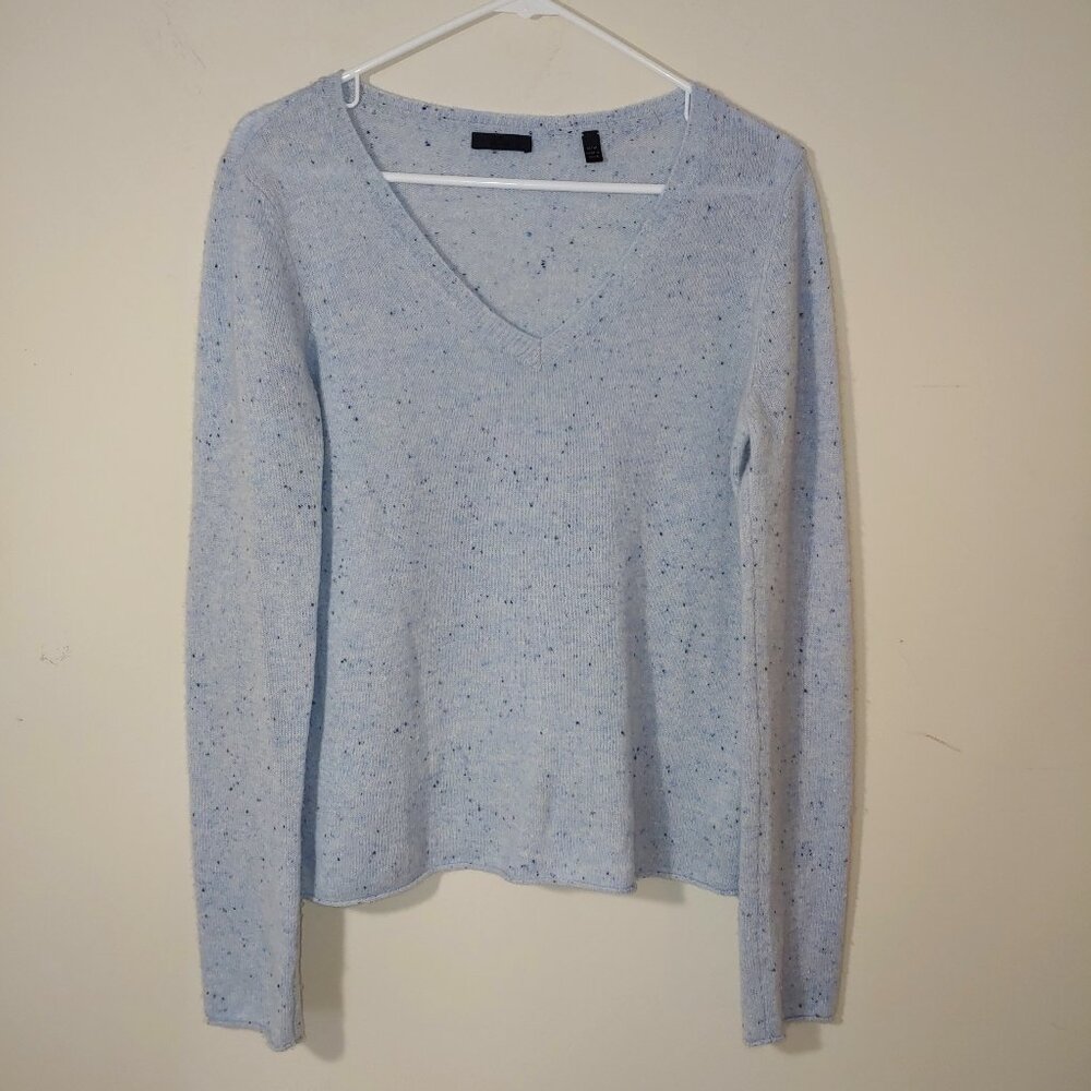 ATM 100% Cashmere‎ Baby Blue Speckled V-Neck Sweater Size M